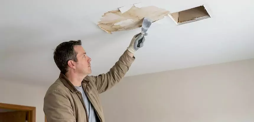 Ceiling Water Stain and Drywall Repair in Sargent